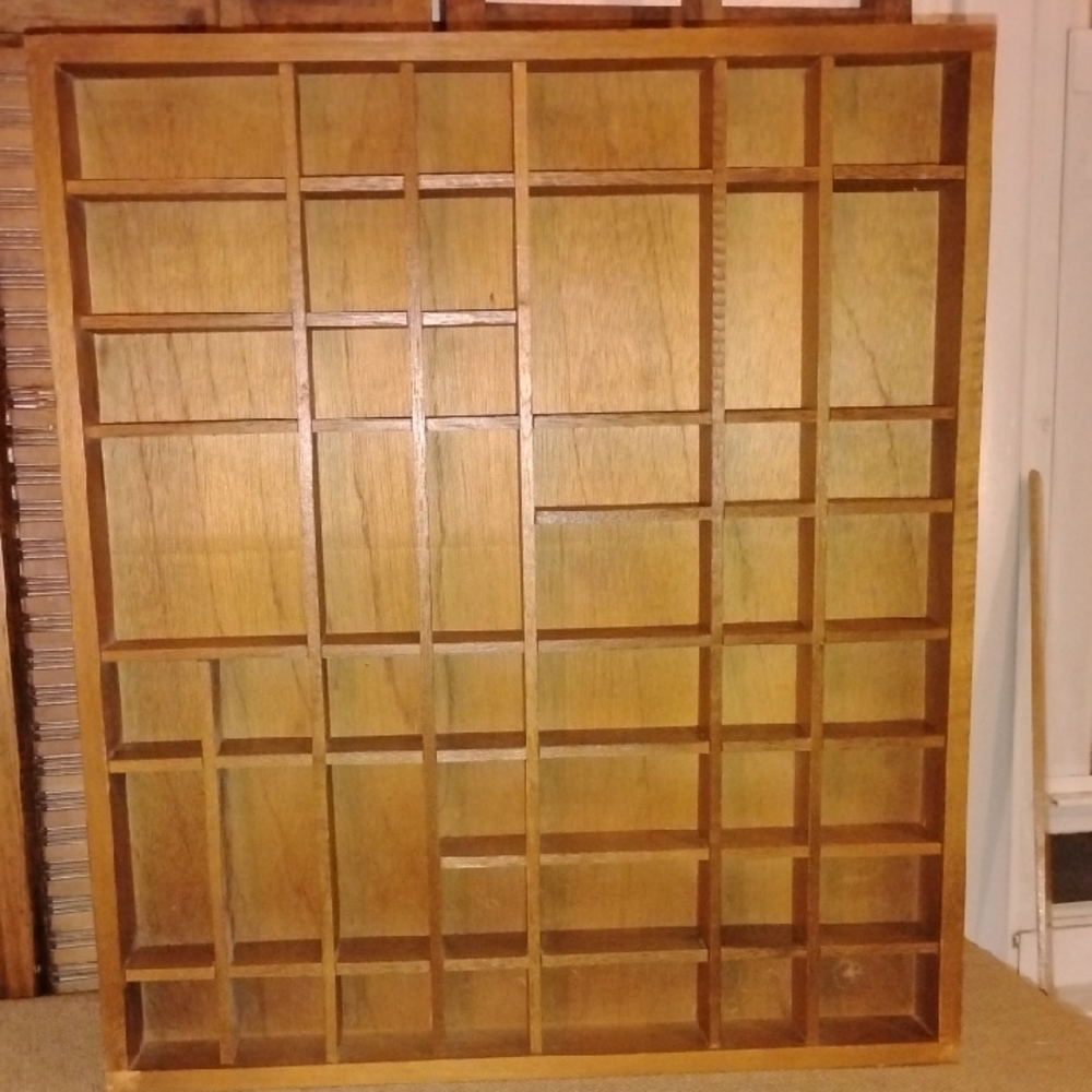 Vintage Wood Display Cubby Shelf Warm Brown Farmhouse Cottagecore